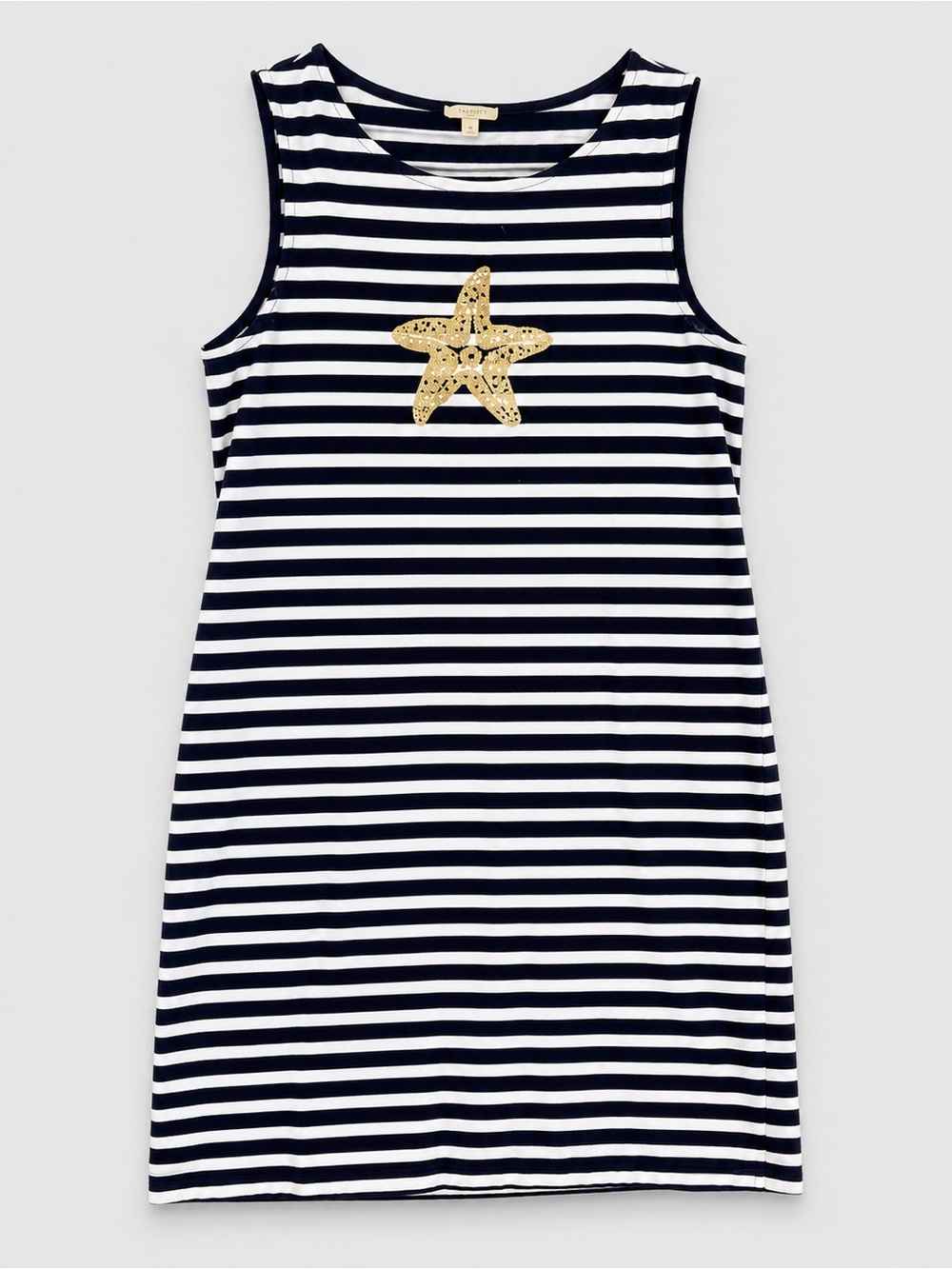 Talbots Navy Striped Sequin Starfish Shift Dress M
